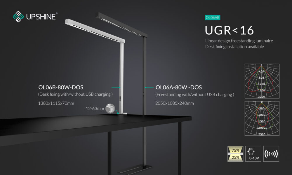 Tischleuchte SLIM DESK - OL06B-80W-IP20-9300lm UGR16 weiss