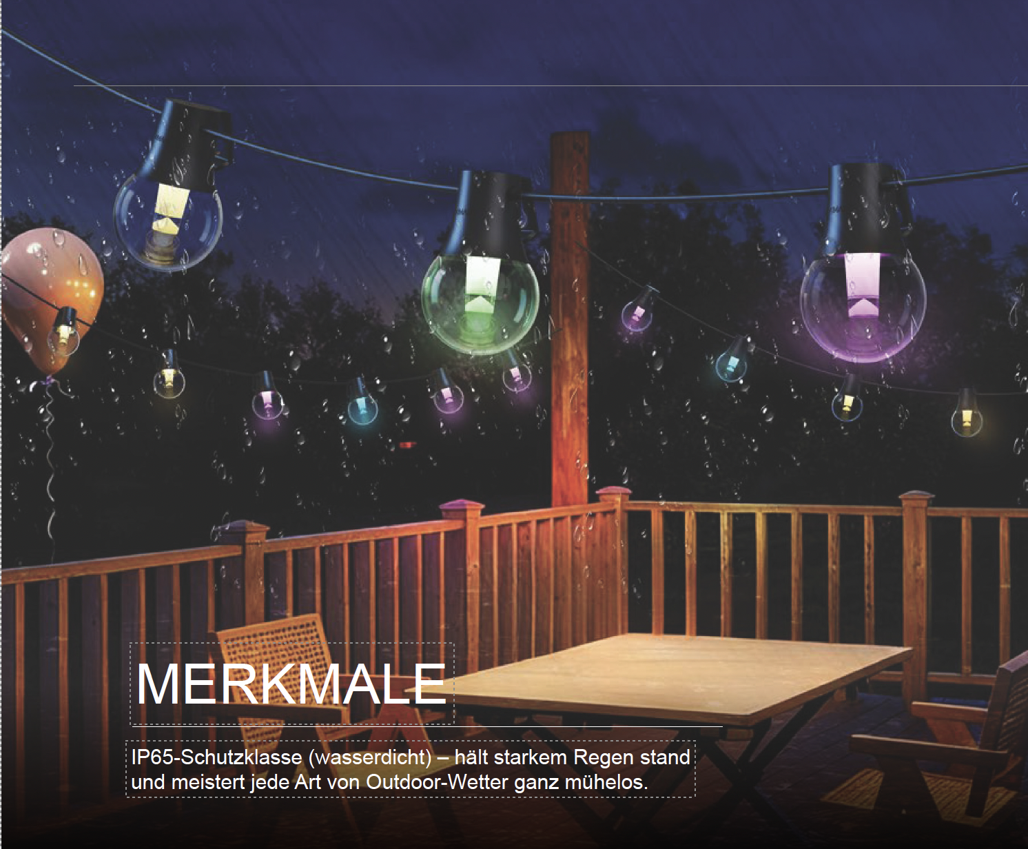 Garten Lichterkette mit transparenter Birne RGBW SMART IP65, 15 Birnen, 16.5m – Bild 4