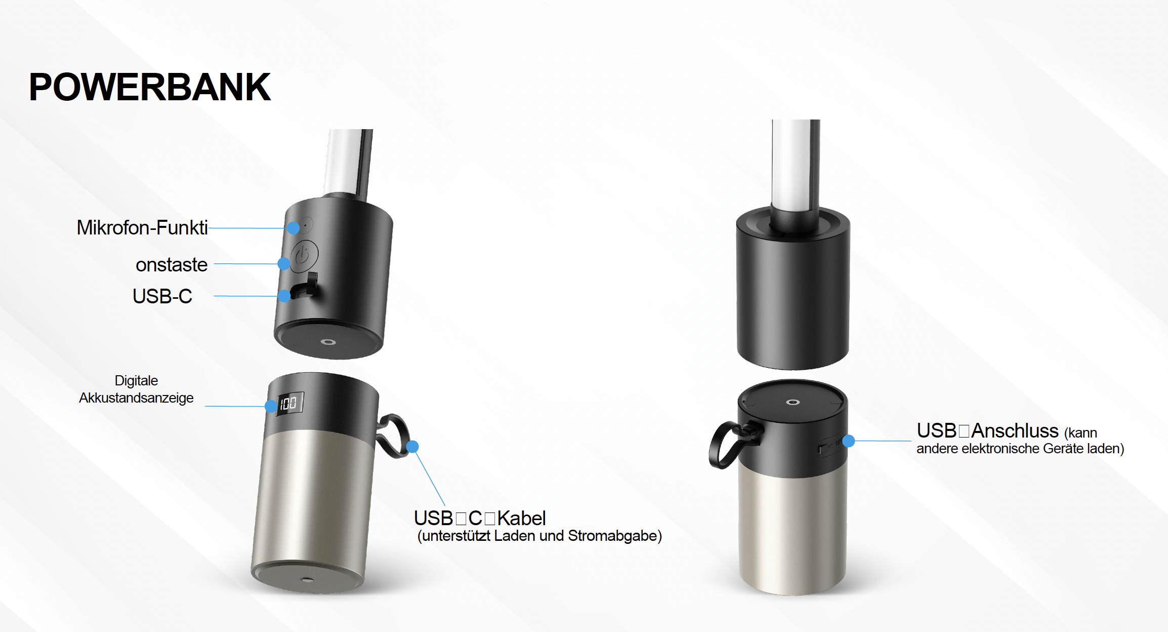 Trag- und faltbare RGBW Stehleuchte SMART - 7W - per Smartphone, Remotecontrol oder Sprache steuerbar – Bild 4