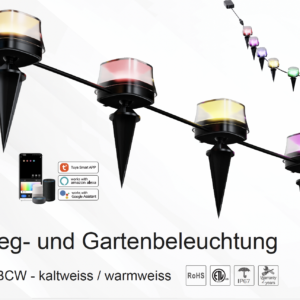 RGBCW LED Garten- und Wegbeleuchtung mit transparenter Abdeckung, SMART, IP67, 15 Leuchten, 18m