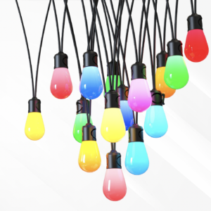 Garten Lichterkette mit opaler Birne RGBW SMART IP65, 15 Birnen, 16.5m