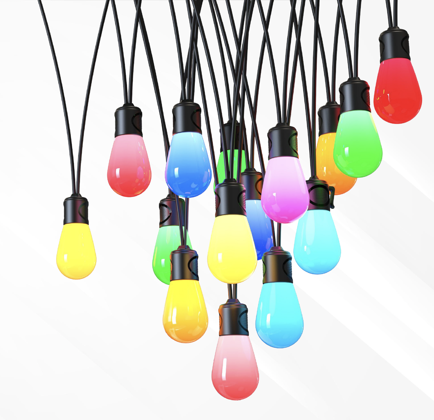 Garten Lichterkette mit opaler Birne RGBW SMART IP65, 15 Birnen, 16.5m