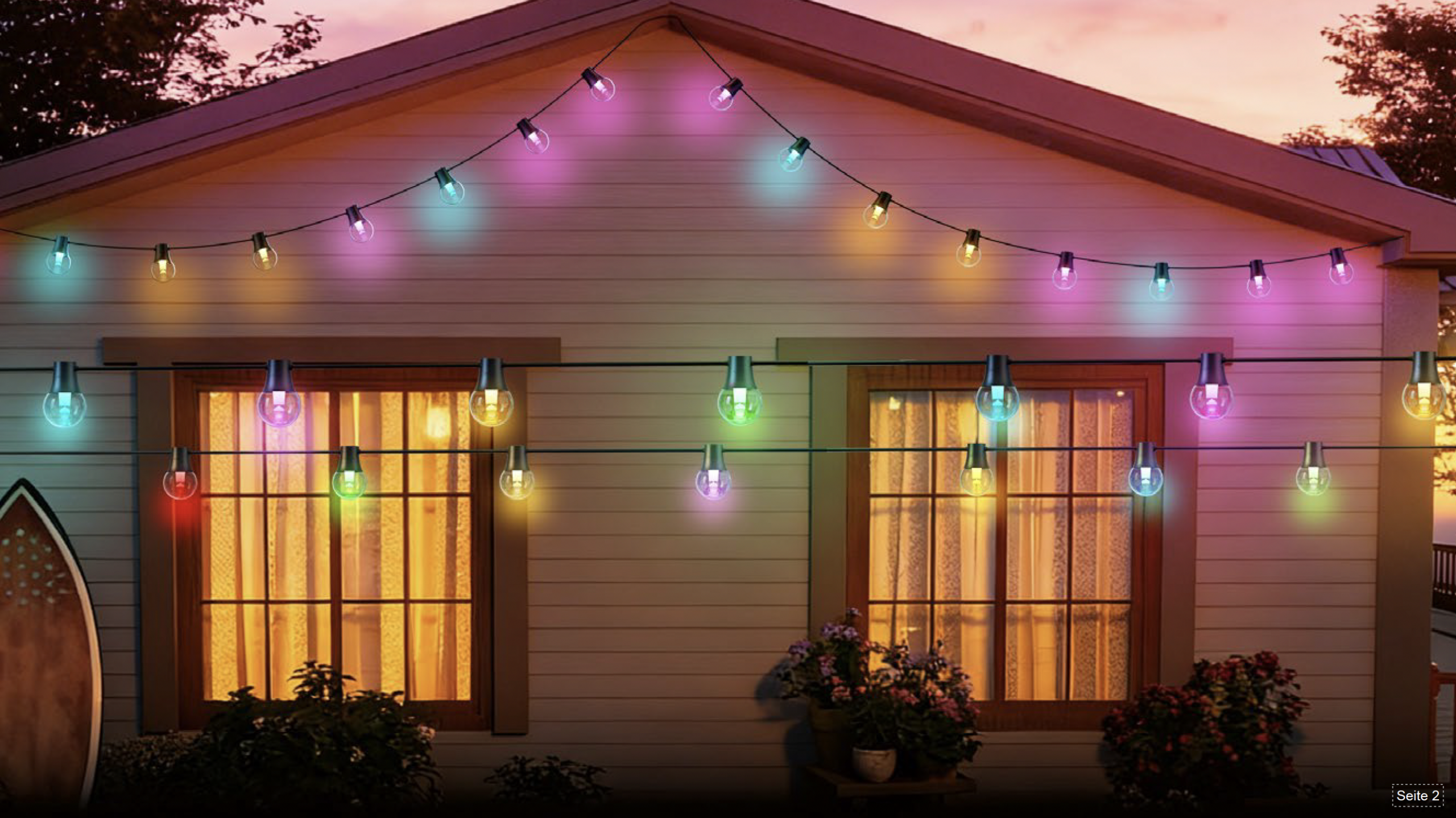 Garten Lichterkette mit transparenter Birne RGBW SMART IP65, 15 Birnen, 16.5m