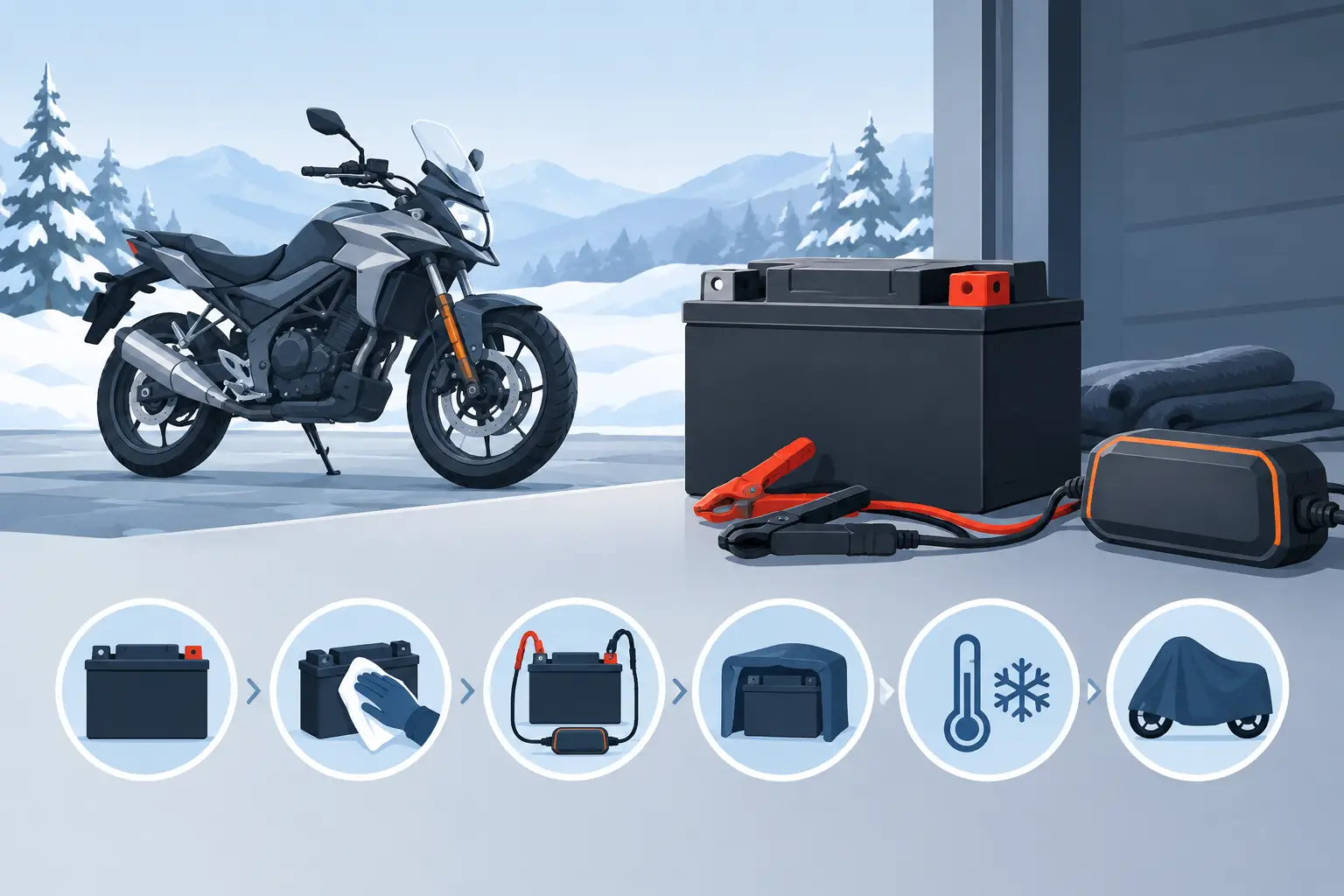 Motorrad Batterie winterfest machen in 6 Schritten